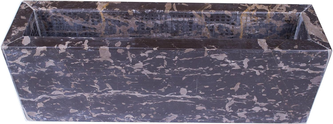 Yuchengstone Design Vase Blumenkübel Pflanzenkübel aus Marmor, Unikat, Naturstein, schwarz, quadrati