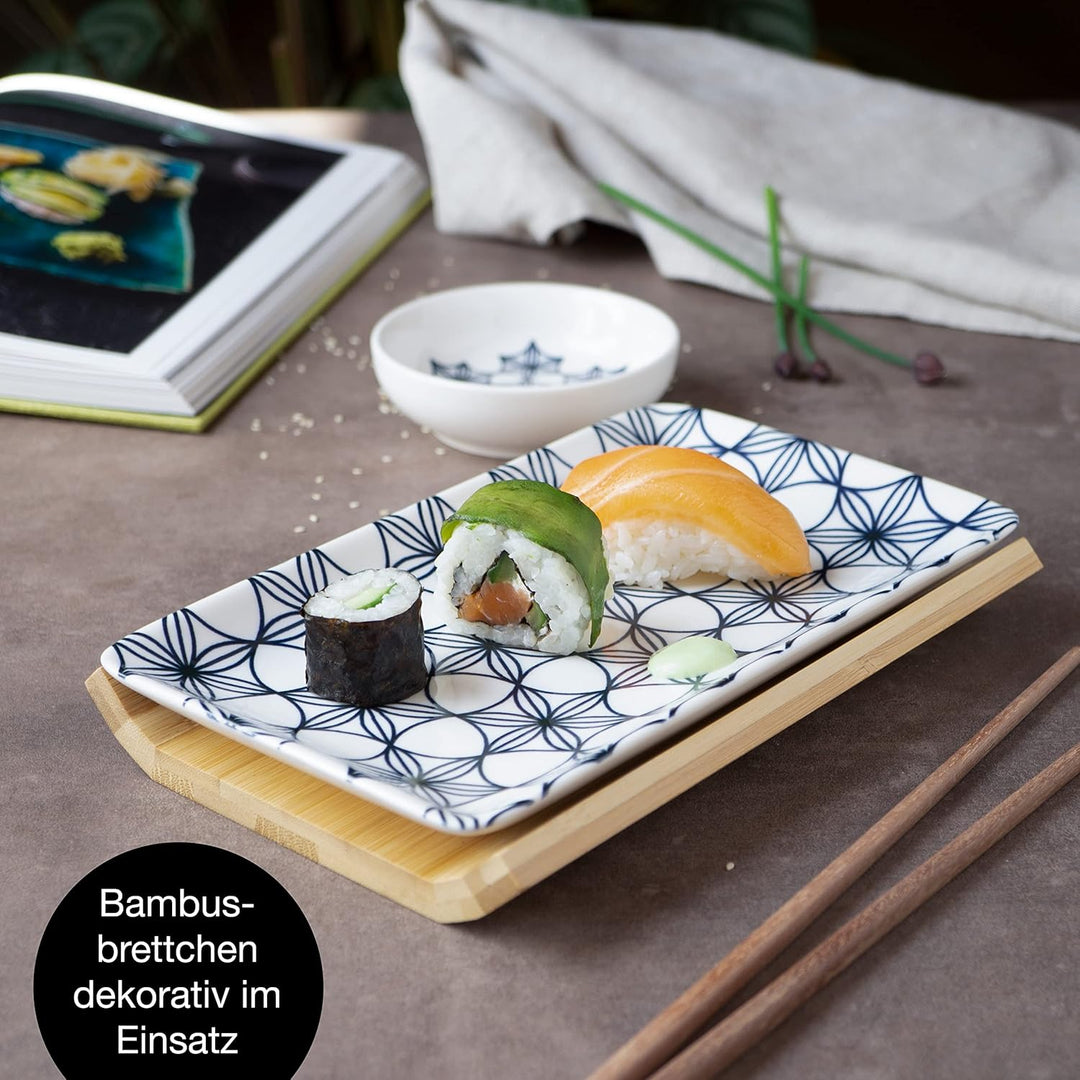 Moritz & Moritz Sushi Geschirr Set für 2 Personen - 10 Teile - Sushi Servierset mit 2x Sushi-Teller,