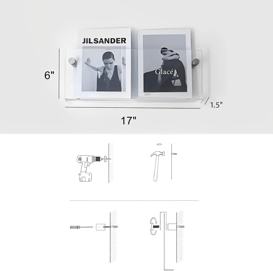 ROYALITA 2er-Pack 43,2 cm Acryl-Zeitschriftenhalter, Vinyl-Schallplattenhalter, Wand-Display, schweb