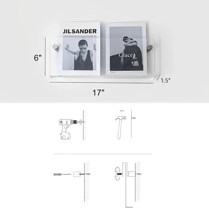 ROYALITA 2er-Pack 43,2 cm Acryl-Zeitschriftenhalter, Vinyl-Schallplattenhalter, Wand-Display, schweb