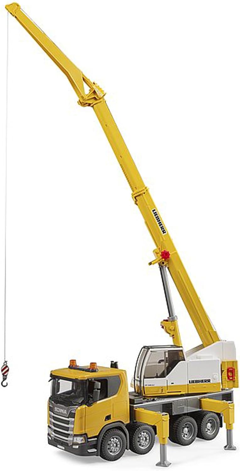 bruder 03571 - Scania Super 560R Liebherr Kran LKW mit Light & Sound Modul - 1:16 Fahrzeuge, Baufahr
