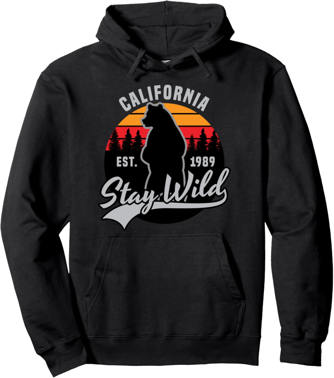 Stay Wild Vintage Los Angeles California Bär Neuheit Cool Pullover Hoodie
