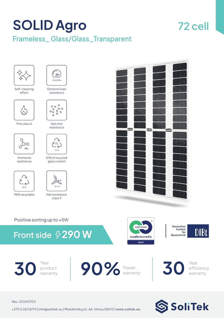 SoliTek Solarmodul Solid Agro 290W – Für Landwirtschaft & Gewerbe, Verringert den Wasserbedarf von P
