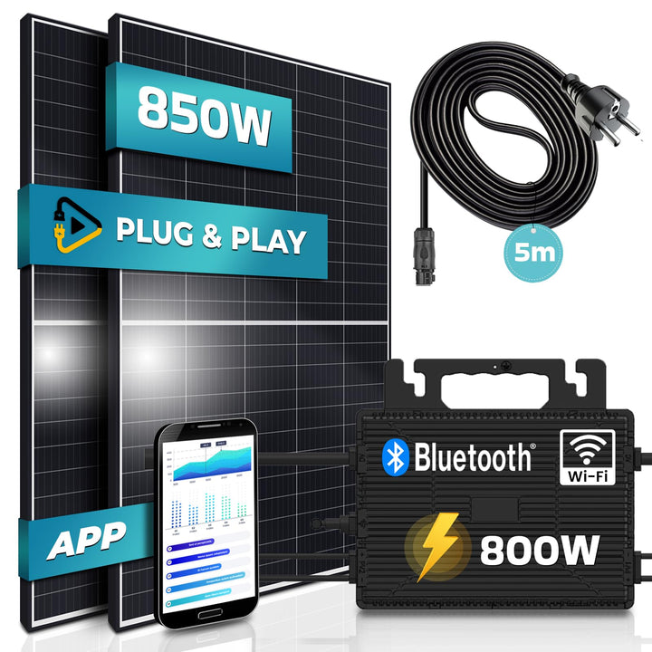 SUNNIVA® 850W Balkonkraftwerk 800W komplett Steckdose - Astro-Energy 800W Micro Wechselrichter - PV