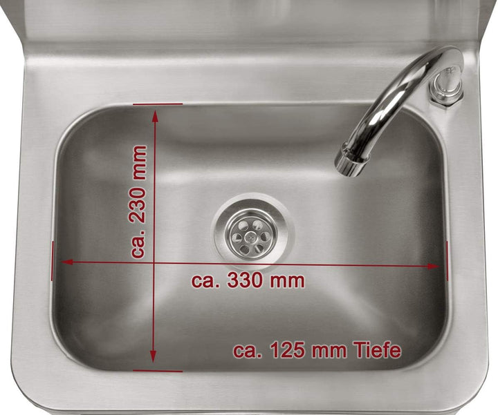 Beeketal 'HWB-I' Knie-Kontakt Handwaschbecken aus Edelstahl mit Wasserhahn - Industrie Waschbecken z