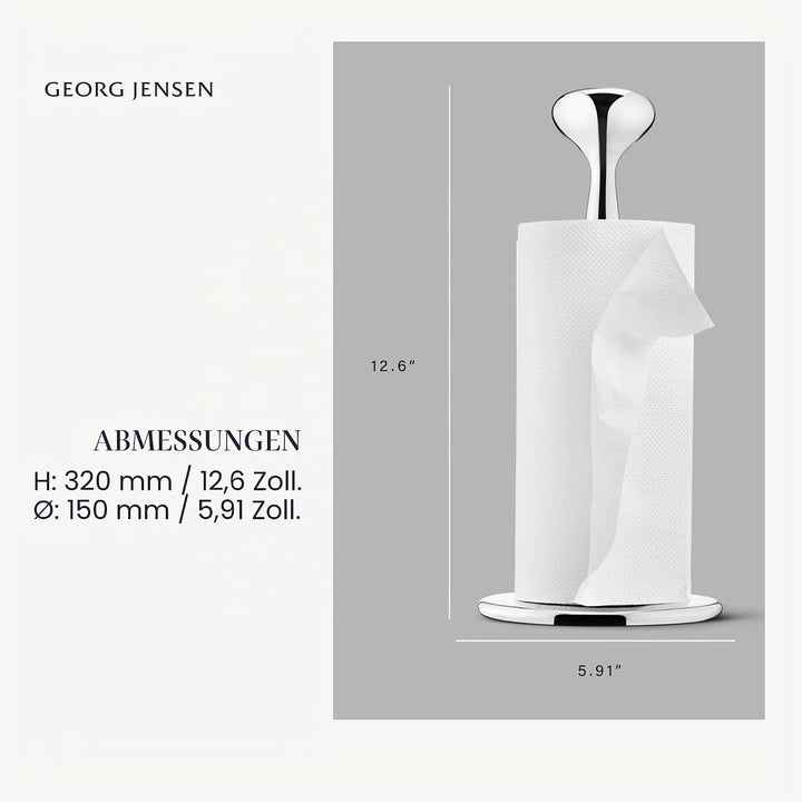Georg Jensen Küchenrollenhalter Alfredo, 15cm, Poliertem Edelstahl Silber, Silber