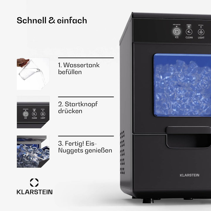 Klarstein 2,2L Eisnugget-Maschine für Zuhause, Camping & Gastro, Schnelle Nuggeteis-Maschine Klein,