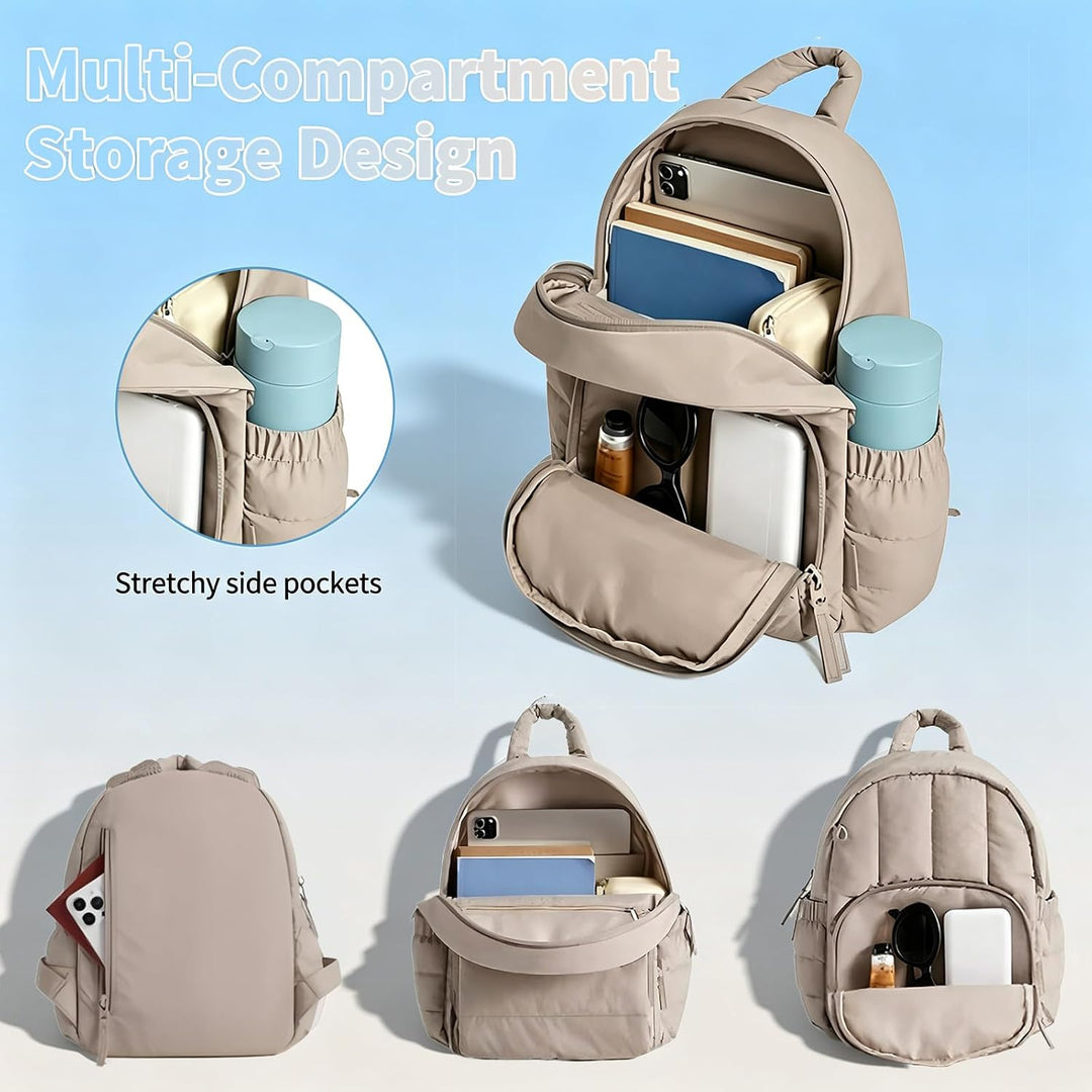 Rucksack Damen Klein,Leichte Puffer Cityrucksack Tagesrucksack | Puffer Laptop Rucksack Damen für 13