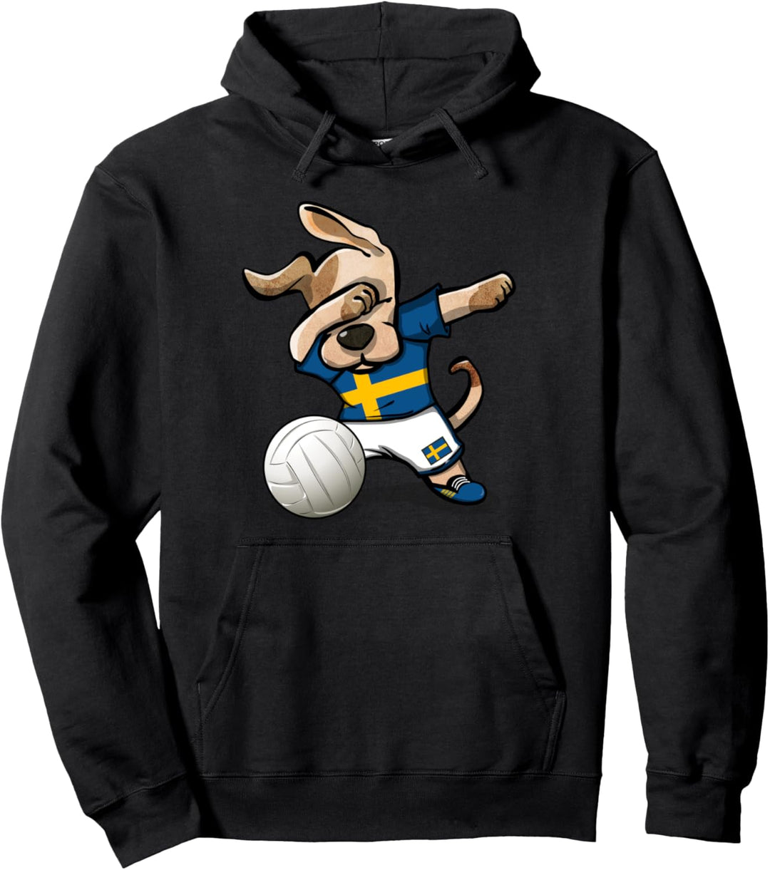 Tupfender Hund Schweden Volleyball Schwedische Flagge Sport Pullover Hoodie