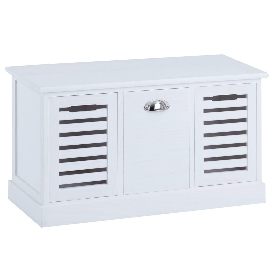 CARO-Möbel Sitzbank TRIENT Garderobenbank Sitztruhe in weiss mit 3 Schubkästen, Vintage Shabby Look