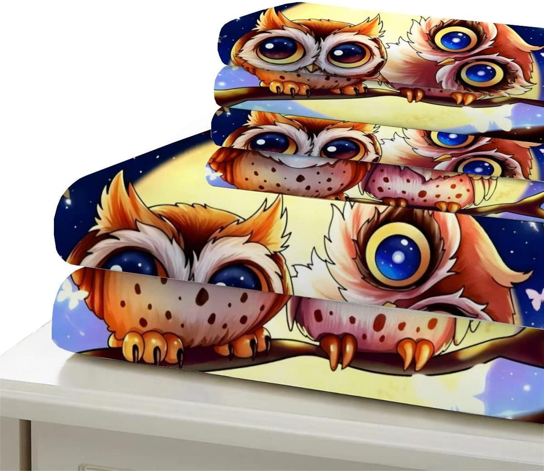 ALABOW Kawaii Eule Bettwäsche Set 135x200 cm 2teilig mit Reissverschluss Weiche und Angenehme Schlaf
