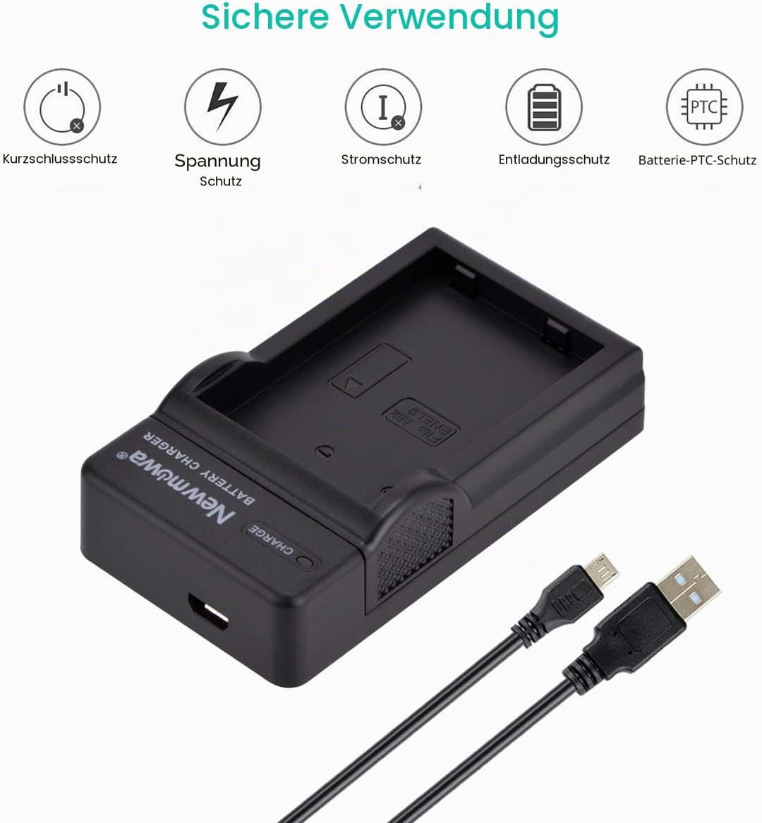Newmowa® EN-EL9 EN-EL9A Ersatz Akku (2er Pack) und tragbar Micro-USB-Ladegerät-Set für Nikon D3000,