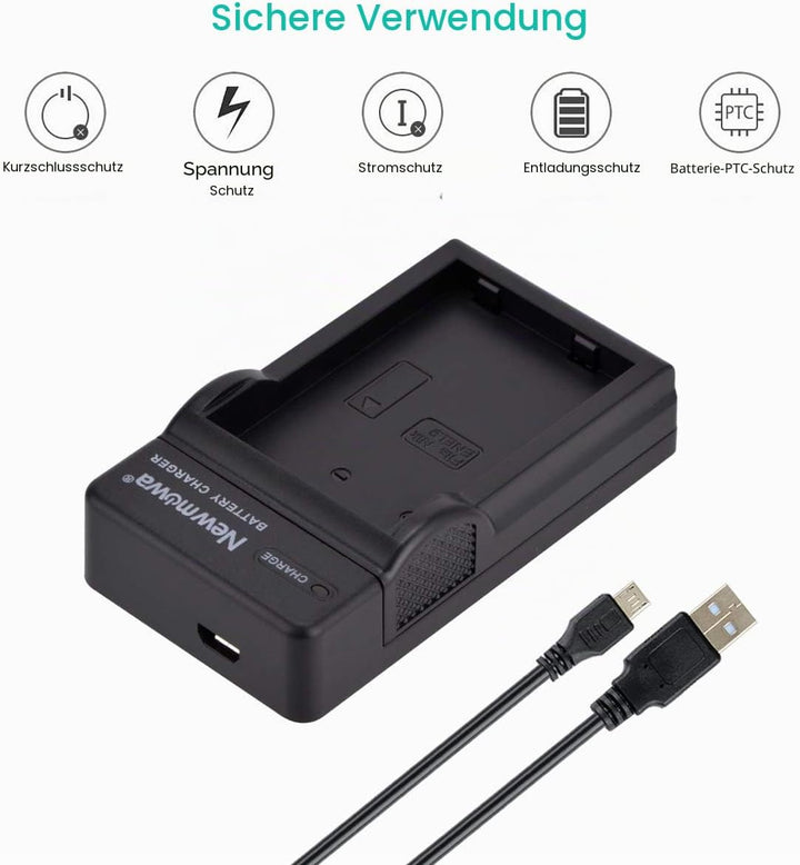 Newmowa® EN-EL9 EN-EL9A Ersatz Akku (2er Pack) und tragbar Micro-USB-Ladegerät-Set für Nikon D3000,