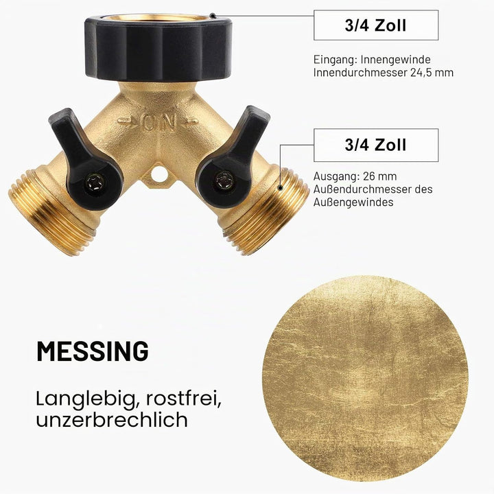 CPROSP 3/4 Zoll Verteiler aus Messing, für Zulaufschläuche, mit 2 Drehschalter, mit 2 * Hahnstückada