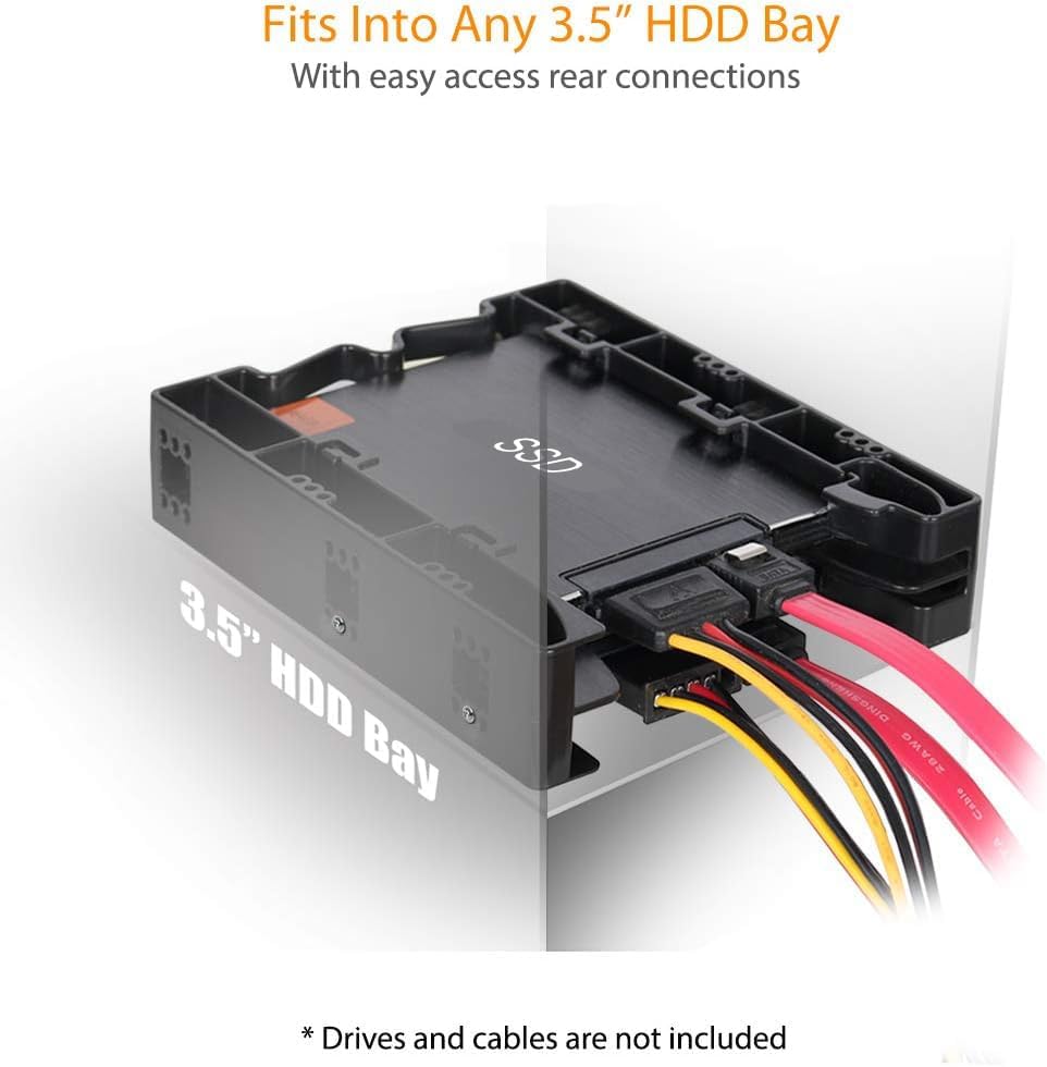 ICY DOCK Einbaurahmen für 2X 2,5 Zoll (6,4cm) SSDs/HDDs in 1x 3,5 Zoll (8,9cm) EZ-Fit Light MB290SP-