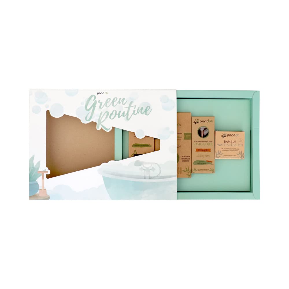 pandoo Bad-Set "Green Routine" | plastikfreies & nachhaltiges Geschenk-Set | Haarbürste, waschbare A