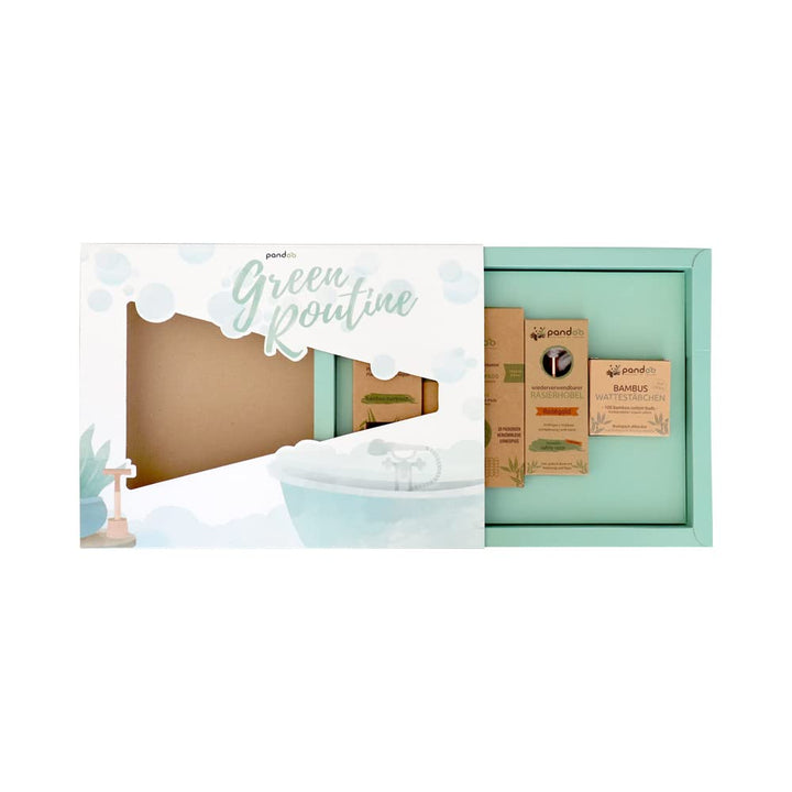 pandoo Bad-Set "Green Routine" | plastikfreies & nachhaltiges Geschenk-Set | Haarbürste, waschbare A
