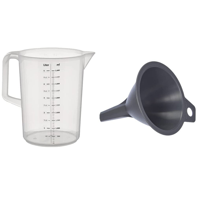 APS Messbecher 5 Liter, Ø 20,5 x H: 27,5 cm, 1- und ml-Liter- Einteilung, spülmaschinengeeignet & Fa