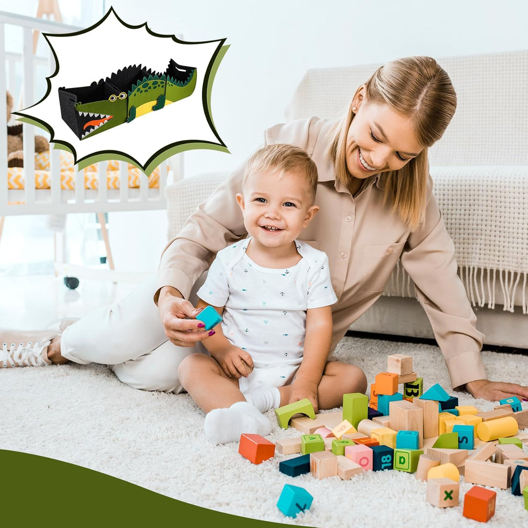 3Pcs Spielzeugkiste aus Filz Aufbewahrungsbox Kinder Spielzeug Box Krokodil Faltbare Spielzeug Aufbe