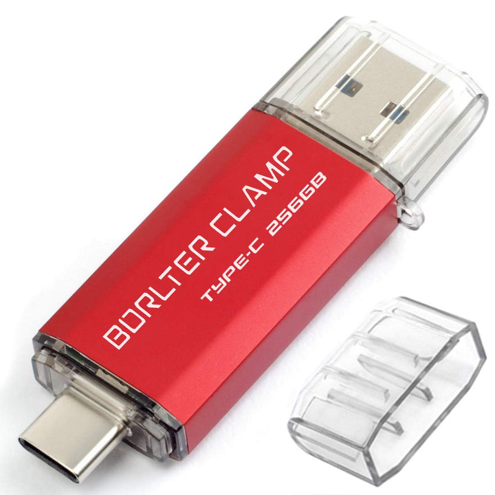 BORLTER CLAMP Type C USB-Stick 256GB OTG 2 in 1 Speicherstick Dual-Port USB 3.0 Flash-Laufwerk mit U