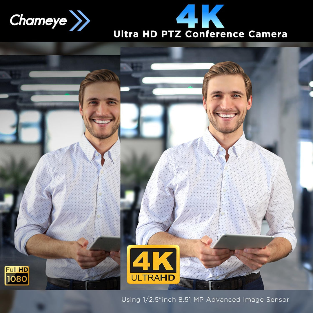 Chameye 4K PTZ Kamera mit KI-Auto-Tracking 20x Optischer Zoom, Konferenzkamera 4K mit HDMI, LAN(PoE)