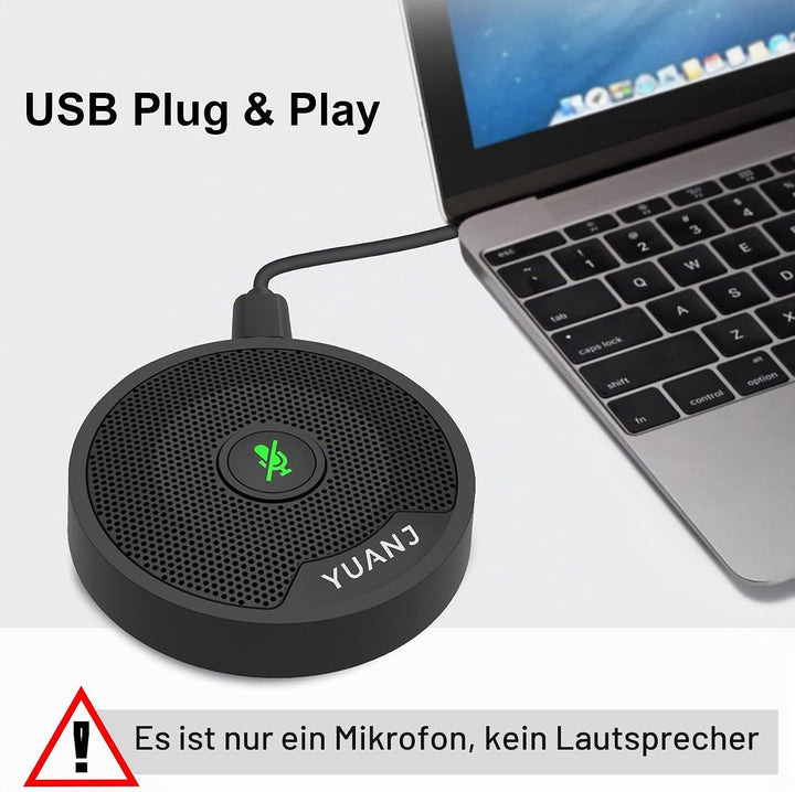 YUANJ USB Mikrofon PC für Konferenz, Konferenzmikrofon 360º Spracherkennung Plug &amp; Play, PC Tischmik