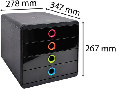 Exacompta 314498D Premium Ablagebox mit 4 Schubladen für DIN A+ Dokumente. Belastbare Schubladenbox