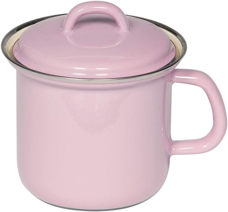 Riess, 0269-006, Topf mit Chromrand 12, CLASSIC - BUNT/PASTELL, Farbe Rosa, Durchmesser 12 cm, Höhe