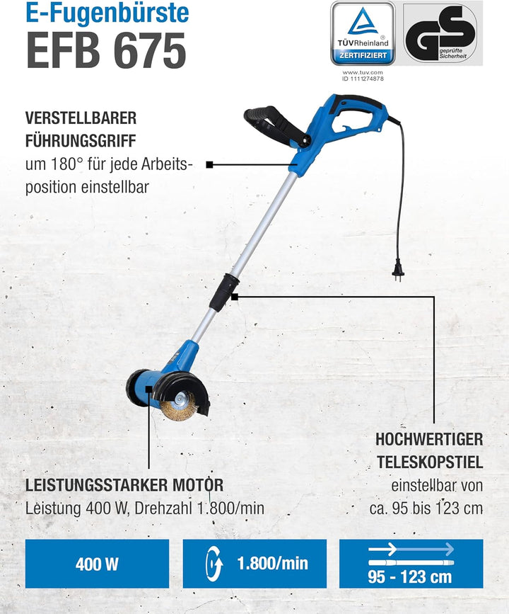CFH E-Fugenbürste EFB 675 - Fugenbürste elektrisch 230 V 400 W 1.800 U/min, Unkraut Entferner Gerät