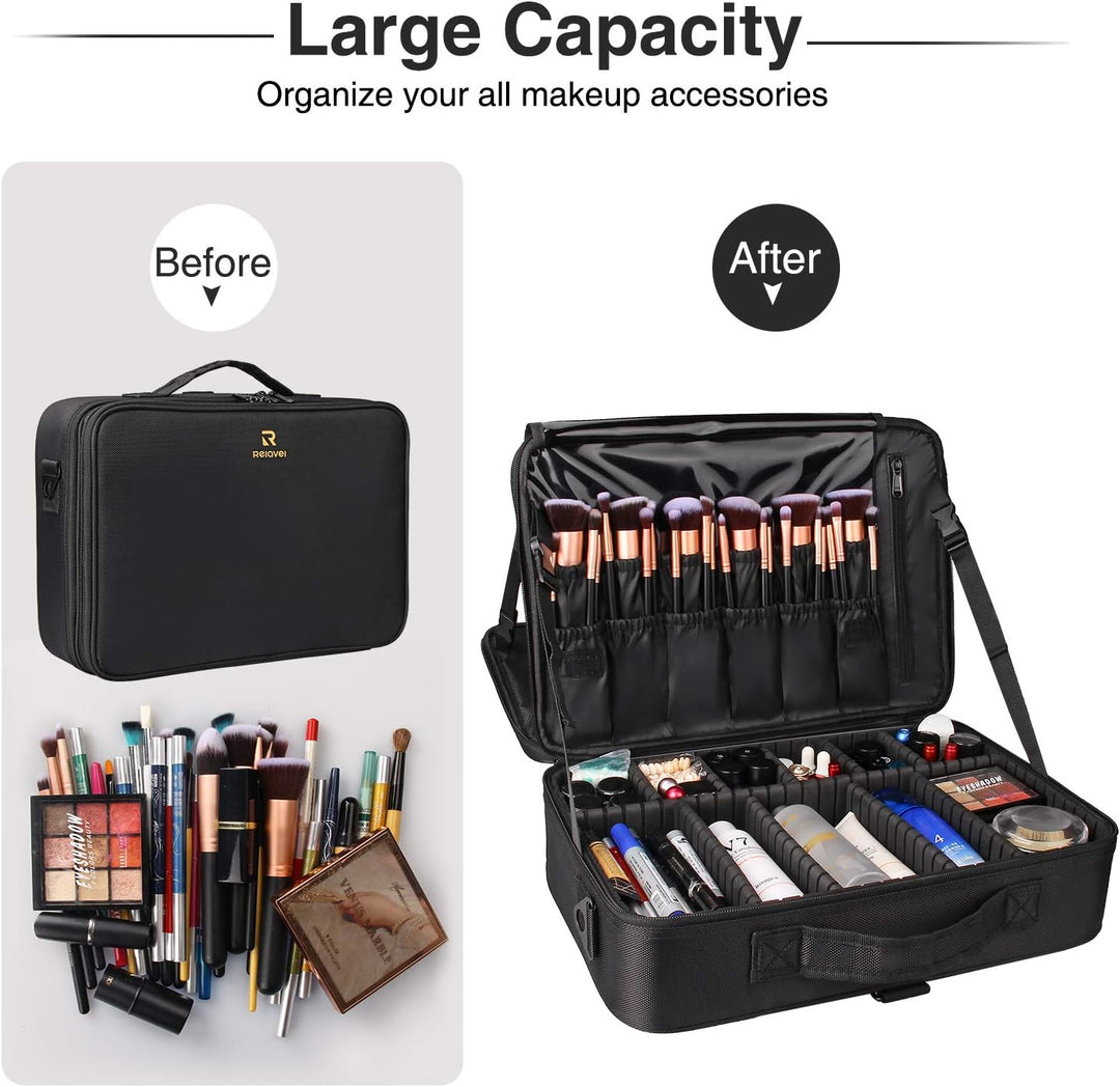 Relavel Kosmetiktasche Grosse Make up Tasche Reise Makeup Tasche Professionelle Makeup Organizer Tas