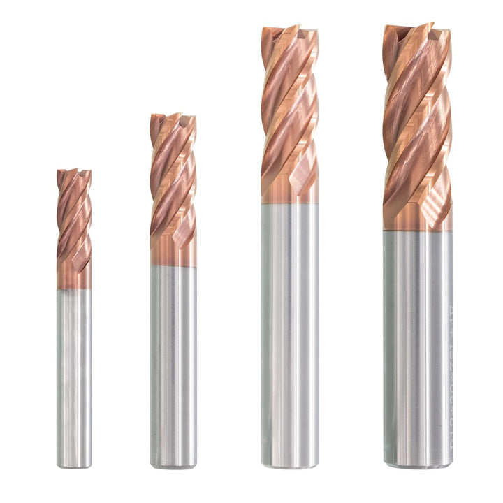 TJR Hartmetall 4-Schneider Uni Mill Set (6/8/10/12mm) – Mikrokorn-Hartmetall-Fräser mit TiAlN-Beschi