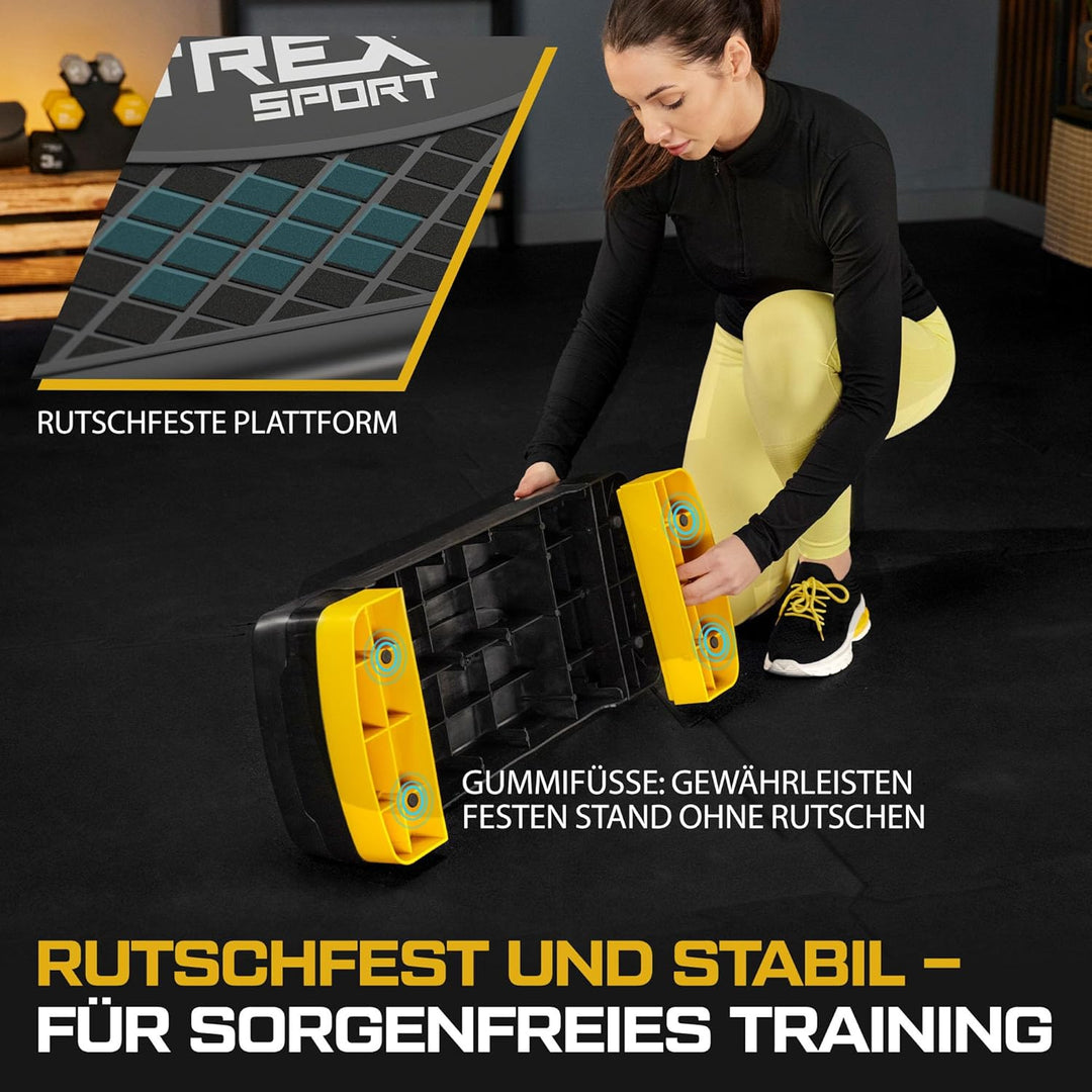 Steppbrett für zuhause höhenverstellbar TX-030AS | 68×28×10/15/20cm Aerobic Stepper 3 Stufen, rutsch