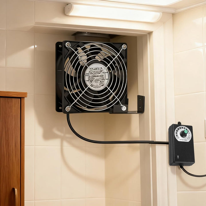 2 Stück Abluftventilator 120mm Badlüfter Leise DC12V, Mini Axiallüfter mit Einstellbarer Geschwindig