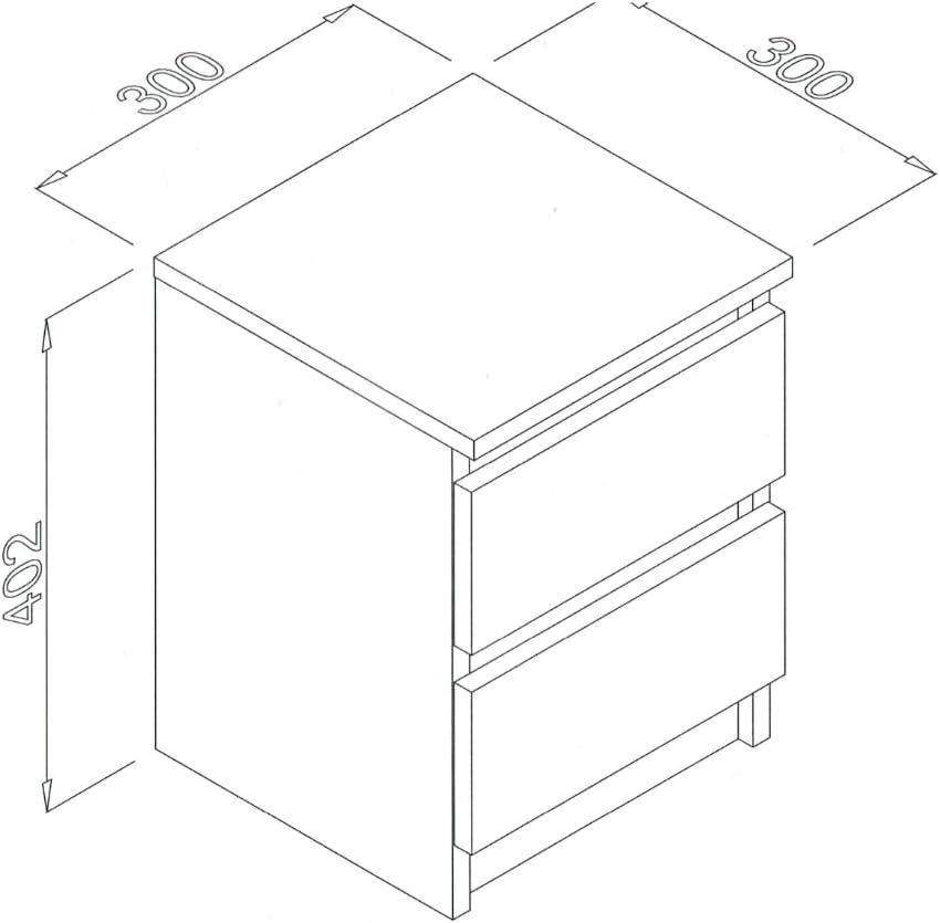 VBChome Nachttisch 30 x 30 x 40 cm Weiss Matt Nachttisch mit 2 Schubladen für das Schlafzimmer Griff