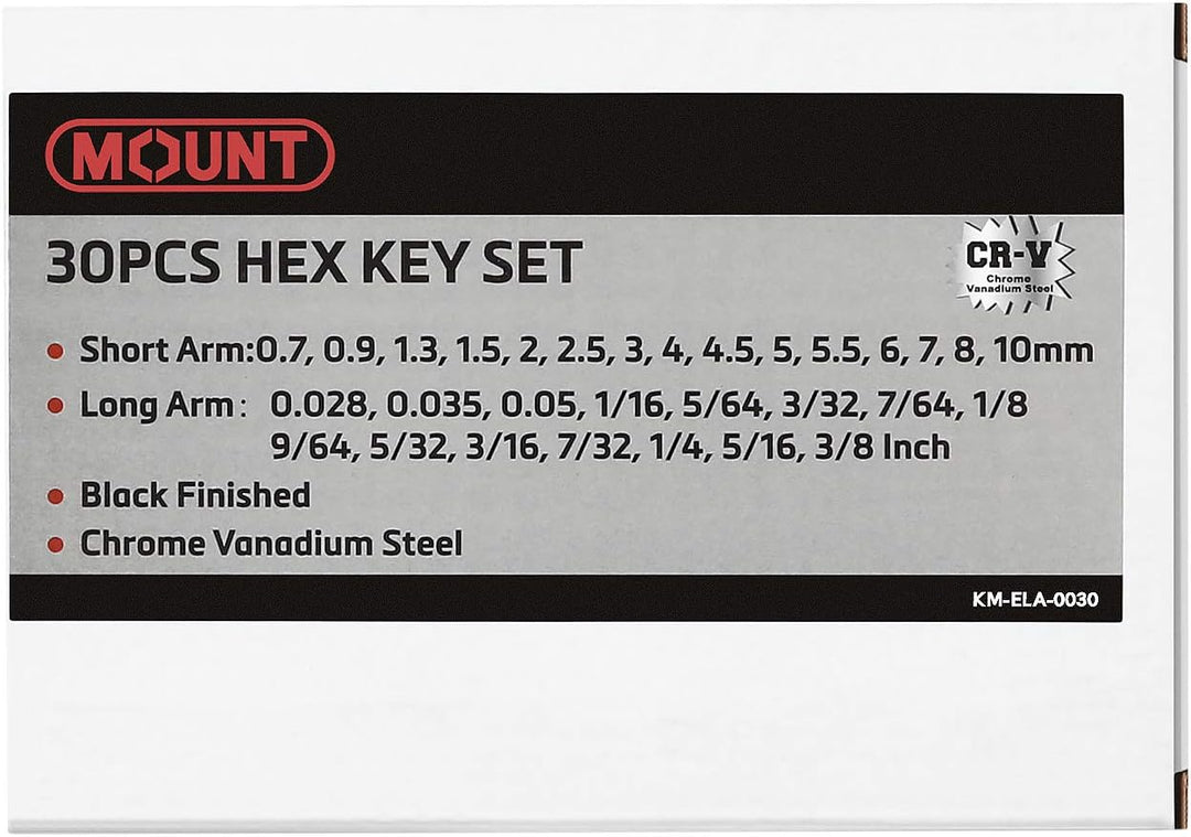 MOUNT 30PCS Innensechskant Satz mit, metrisch/SAE