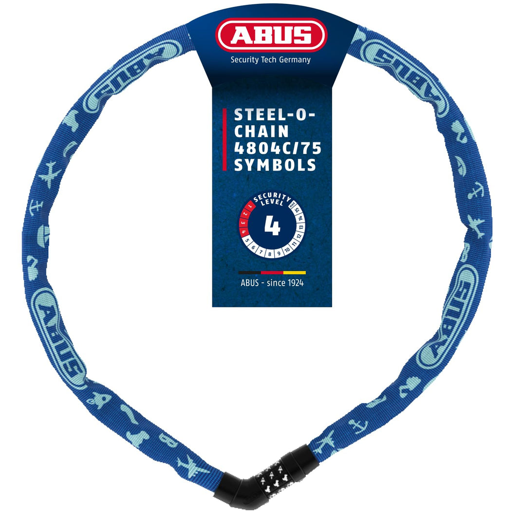 ABUS Kettenschloss Steel-O-Chain 4804C SYMBOLS – Zahlenschloss für Kinderfahrräder – ABUS-Sicherheit