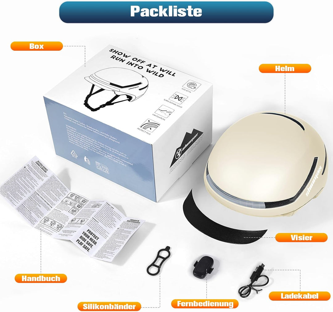 Shinmax Fahrradhelm Damen Herren mit Blinker & Licht, Fahrrad Helm Erwachsene mit USB Wiederaufladba