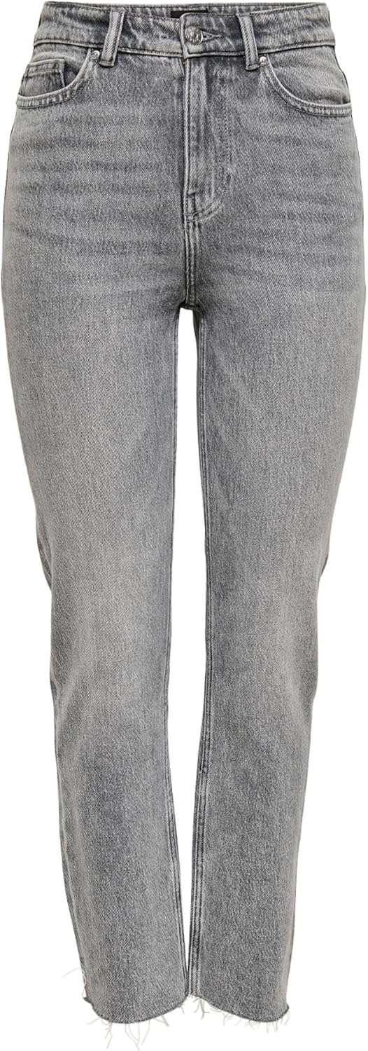 ONLY Female Straight-Fit Jeans ONLEmily Life HW Straight Fit Jeans 25W / 30L Grey Denim, 25W / 30L G