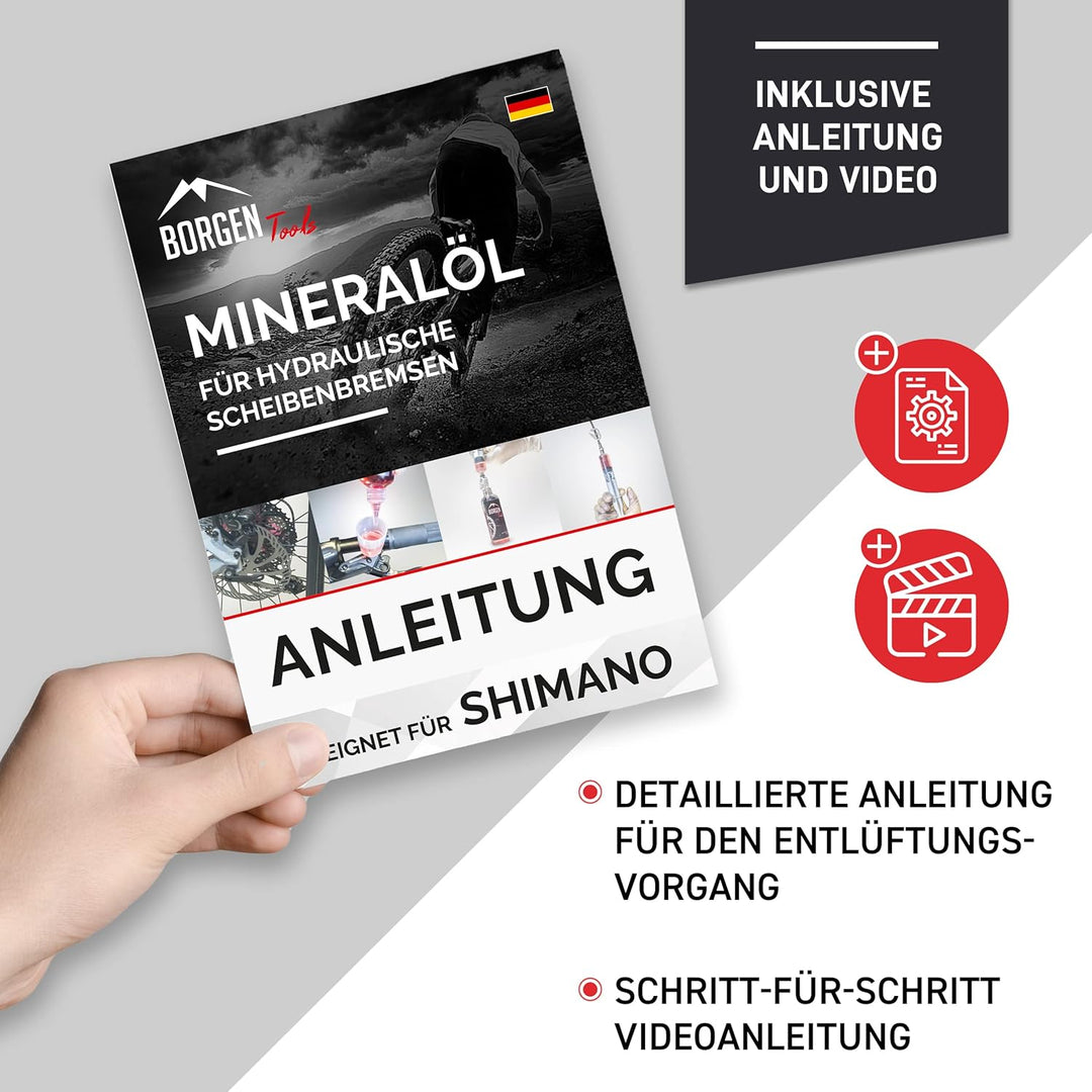 Borgen Mineralöl geeignet für Shimano hydraulische Scheibenbremsen - 100 ml Bremsflüssigkeit für meh