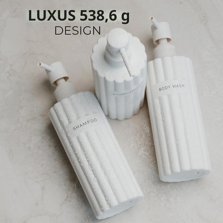 Stilvoller Shampoo- und Spülungsspender-Set mit 3 Stück – Moderne Duschseifenflaschen mit Pumpe und