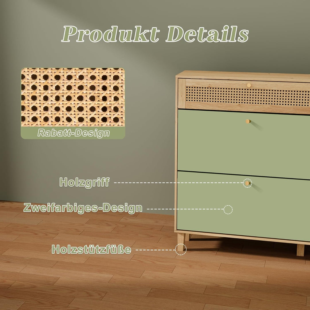 UEV Schuhschrank mit 4 Klappen 107x24x105cm, Schuhkipper schmal ratten Schuhkommode im Flur, platzsp