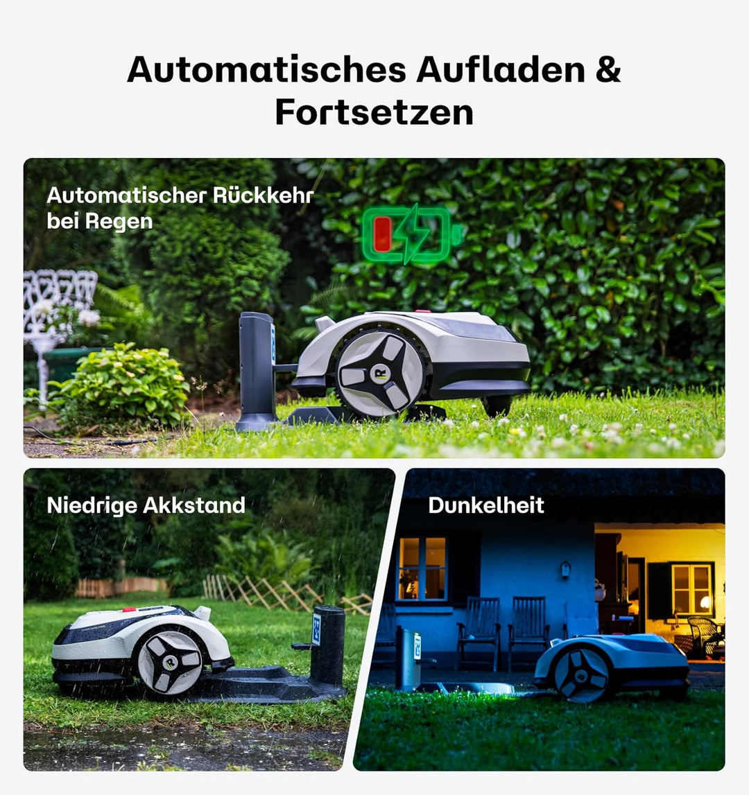 Raccoon 2 SE Rasenmäher Roboter Ohne Begrenzungskabel, Ohne RTK, Max. 600㎡, 5Ah-Schnellladung Batter