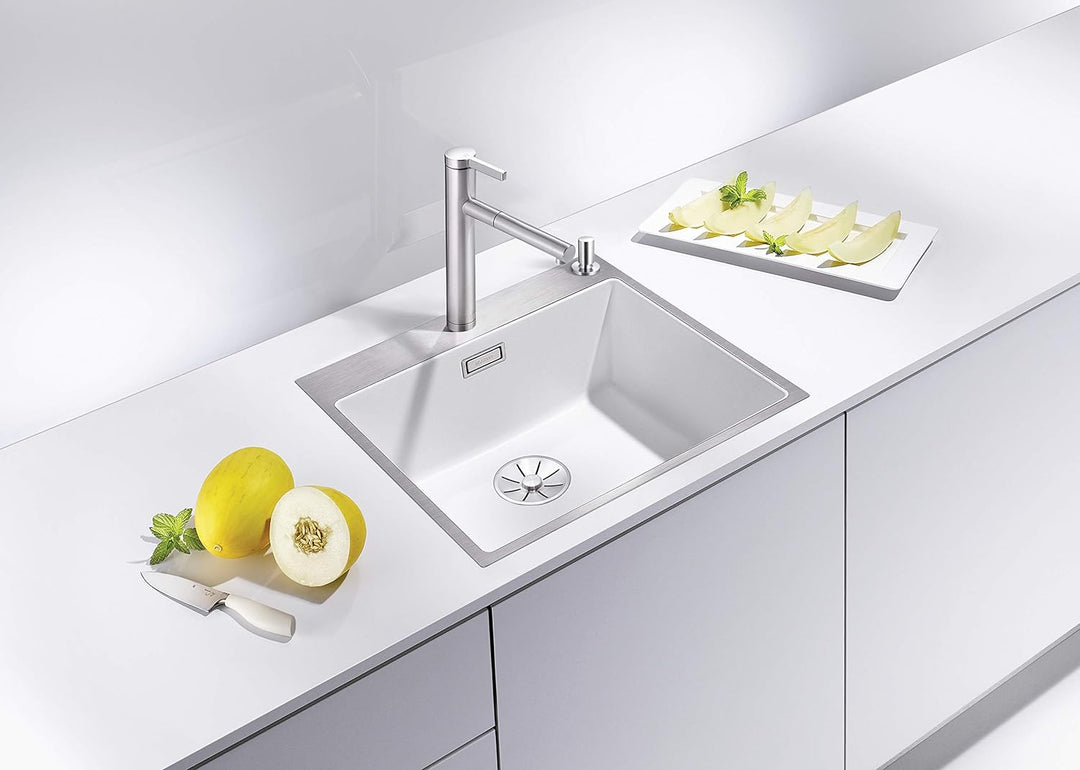 BLANCO SUBLINE 500-IF/A SteelFrame | SILGRANIT weiss | Einbauart: Einbau von Oben &amp; Flächenbündig |