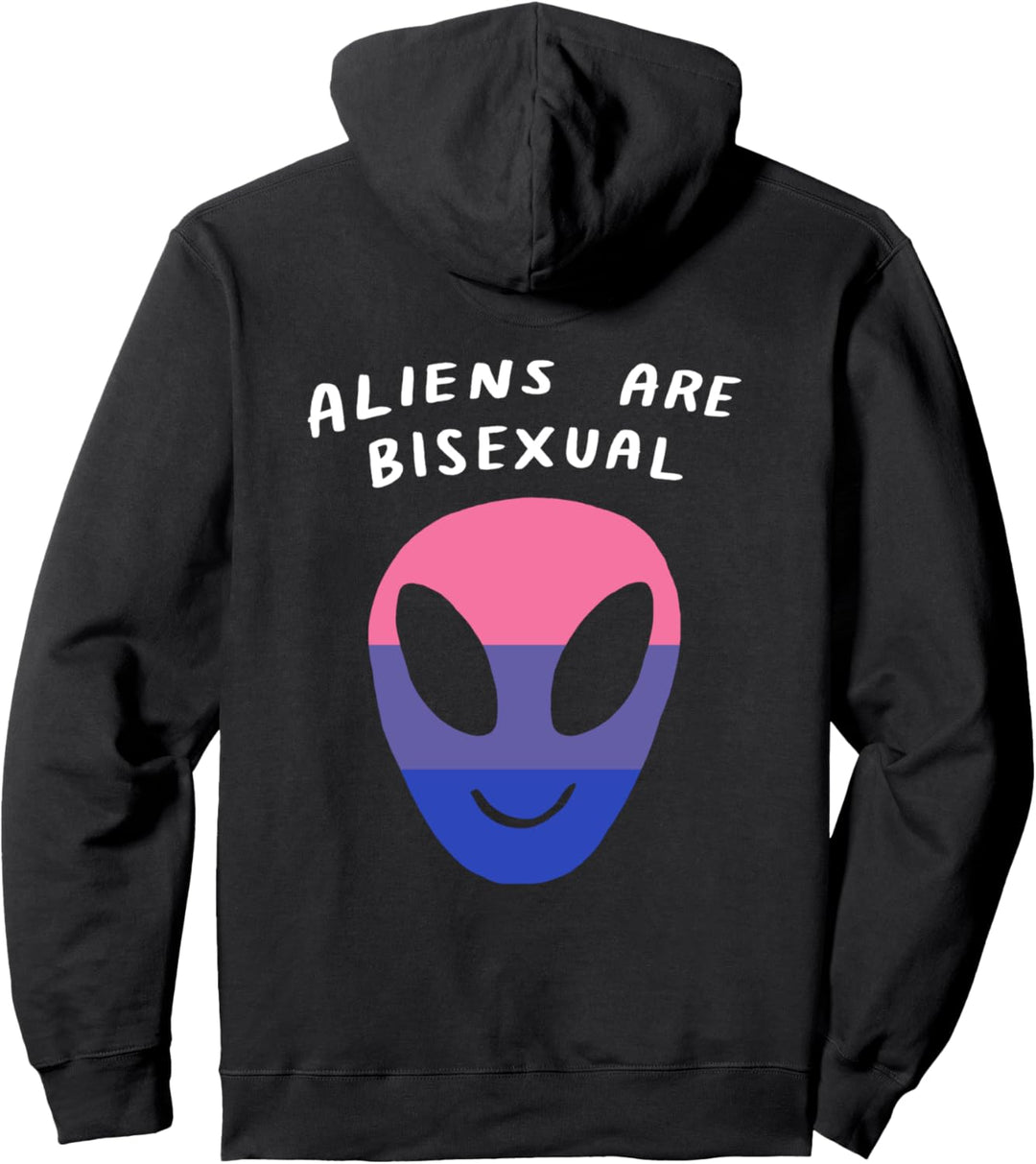 Aliens Are Bisexual LGBTQIA Aesthetic Bi Pride Flagge Space Pullover Hoodie