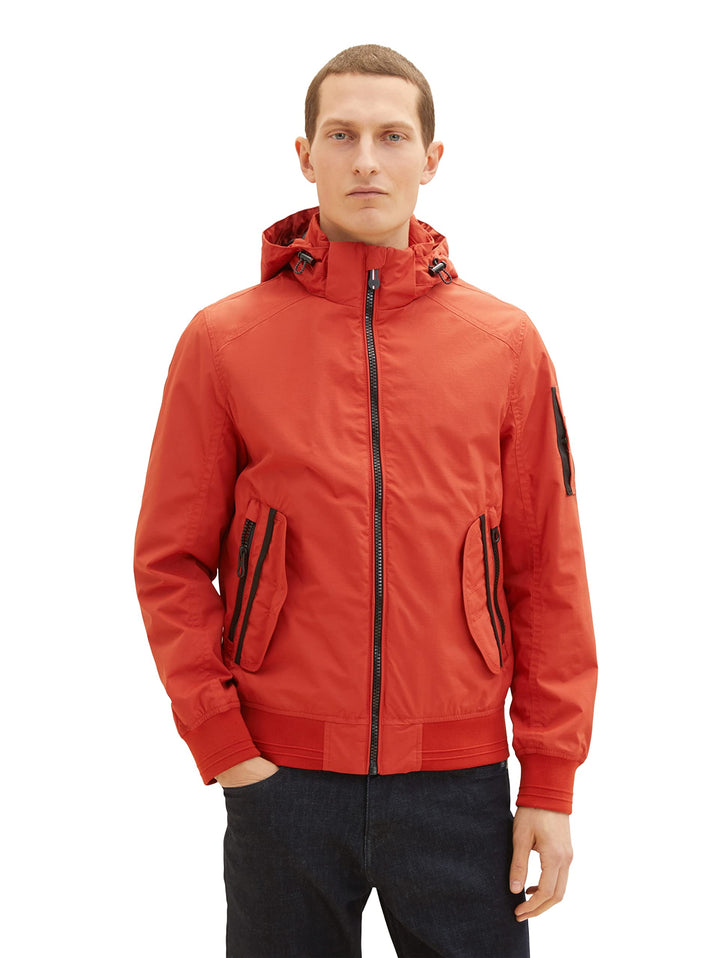 TOM TAILOR Herren Bomber-Jacke mit abnehmbarer Kapuze M 13722 - Rooibos Orange, M 13722 - Rooibos Or