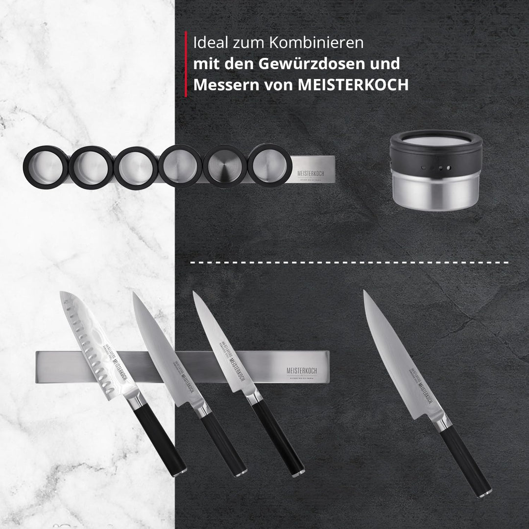 MEISTERKOCH Magnetleiste OPTIMUS 40 cm Länge Edelstahl poliert, zum Kleben oder Bohren, ideal zum Pl