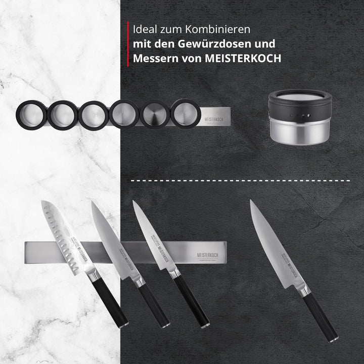 MEISTERKOCH Magnetleiste OPTIMUS 40 cm Länge Edelstahl poliert, zum Kleben oder Bohren, ideal zum Pl