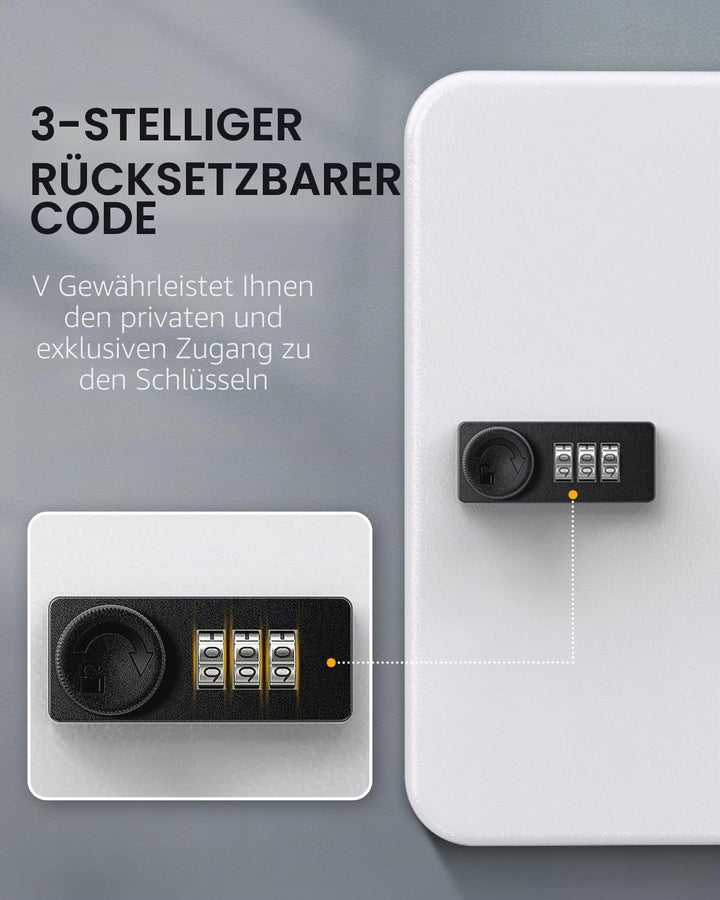 Uniclife Schlüsselschrank mit 28 Schlüsseln, Stahl, mit Zahlenschloss, Wandmontage, Schlüssel-Organi