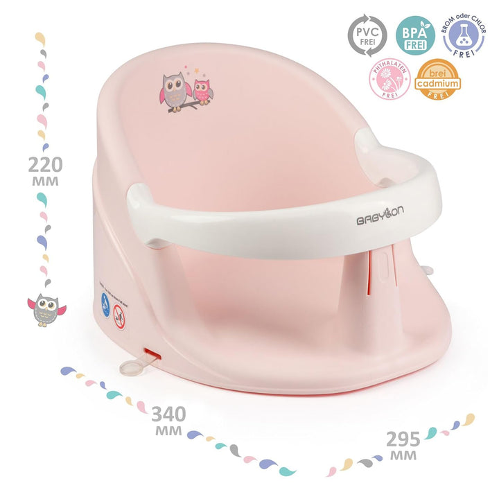 BABYLON Nemo Baby Badewannensitz, Antirutsch-Saugnäpfe, 6M+, Rosa-Weiss | bequemlichkeit beim Baden