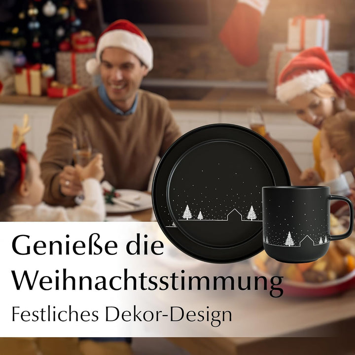 MIAMIO - Geschirrset/Tafelservice, Weihnachtsgeschirr (24-Teilig) - Vinter, 24-teilig